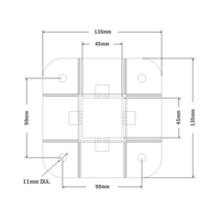 33-4545-1 MODULAR SOLUTIONS FOOT<br>45MM X 45MM (4) SIDED FOOT W/11MM FLOOR ANCHOR HOLES